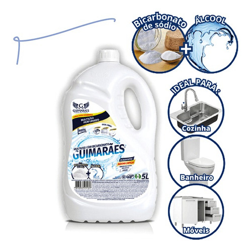 Kit 4 Limpador Com Bicarbonato De Sódio E Álcool 5l +esponja