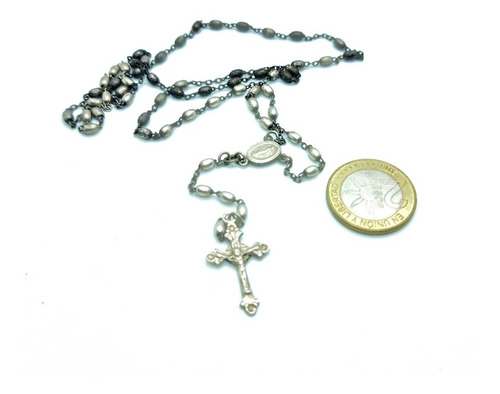 Rosario Antiguo Cadena Y Cruz De Plata - Religion (Usado)