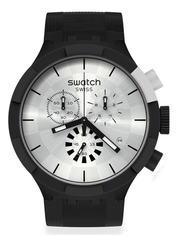 Reloj Swatch Chequered Silver Sb02b404 Original Color de la correa Negro Color del bisel Negro Color del fondo Plateado