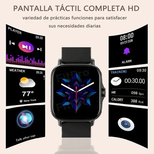 1.75'' Reloj Inteligente Mujeres Hombre Deportivo Llamada Bluetooth Color De La Correa Negro