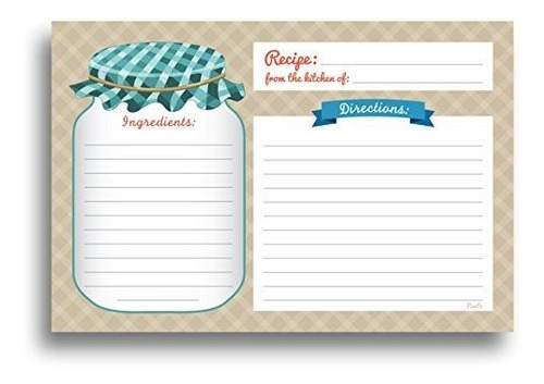 Tarjetas De Receta Mason Jar 50 Tarjetas De Doble Cara 4x6 P