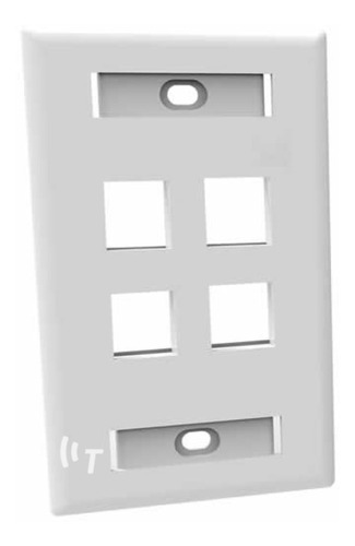 Faceplate Plano 4 Puertos Furukawa Frente Rectangular Blanco