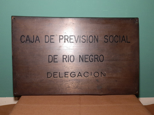 Cartel De Bronce, Servicio Social Rio Negro, 40x25cm