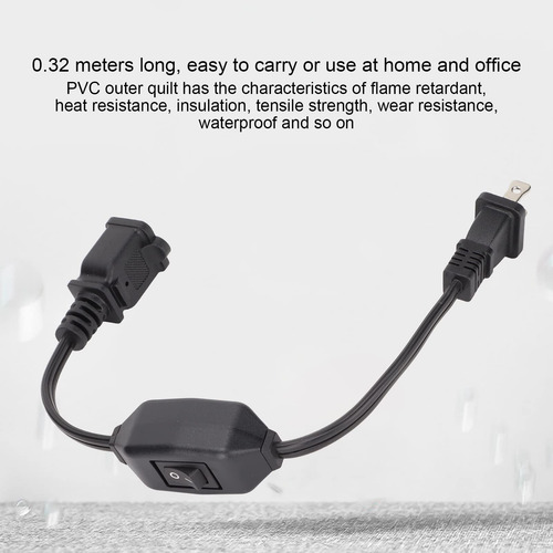 Cable De Extensión Con Interruptor 2 Clavijas Negro