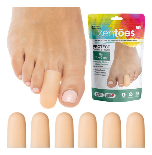 Zentoes Paquete De 6 Tapas De Gel Y Protector Para Los Dedos