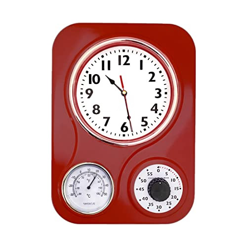 Reloj De Cocina Retro Temperatura Y Temporizador (rojo ...