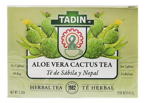 Tadin Té Aloe Vera Con Cactus 24 Bolsas - Te De Sabila Con.