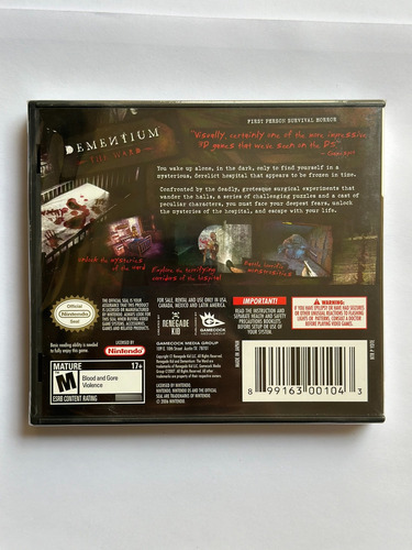 Dementium The Ward Nintendo Ds Sellado (Usado)