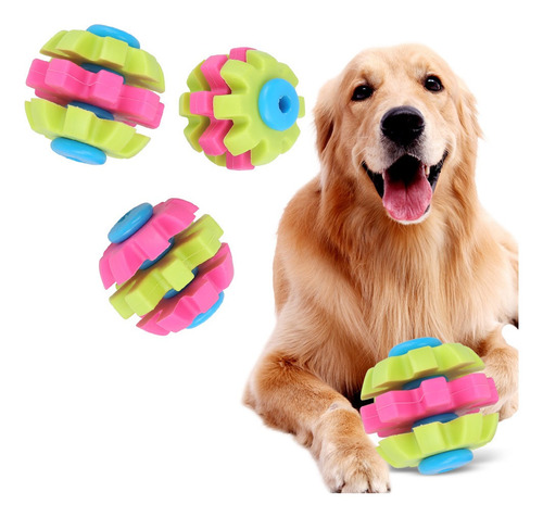 Jugar Buscar Masticar Juguetes interactivos Sonido chirriante morder Mascota Entrenamiento HUANG Bola de Dientes de 3 Piezas para Perro patrón de Sonrisa Color Aleatorio