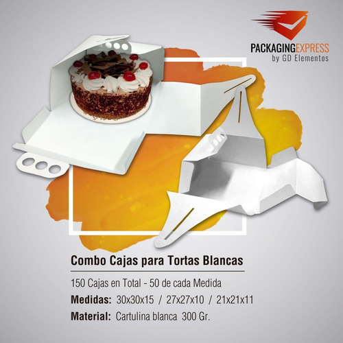 Cajas Para Tortas Tartas Combo De 150 Unidades Tres Medidas