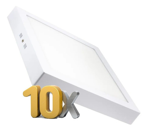 Pack X10 Panel Plafon Led 24w Cuadrado Aplicar Techo Blanco 