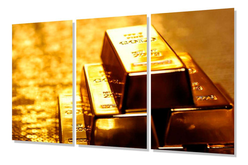 Cuadro Trip 60x90 M1 Oro Lingotes Valores Gold Moneda Bloque
