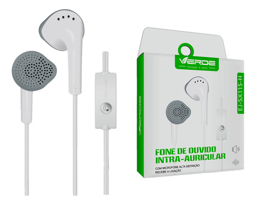 Fone De Ouvido Com Fio Microfone Plug 3.5mm P2 Cor Branco