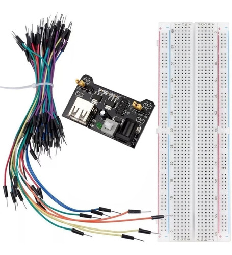 Kit Protoboard 830 Com Regulador De Tensão E Jumper 65 Fios