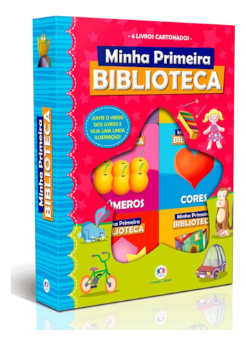 Minha Primeira Biblioteca - Box Com 6 Minilivros Educativos Com Números, Cores, Opostos, Animais E Brinquedos, Perfeito Para Crianças Aprenderem E Brincarem Ao Mesmo Tempo!