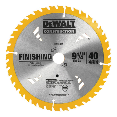 Disco Sierra Dewalt 9 1/4 (235mm) 40 Dientes Dw3132a 