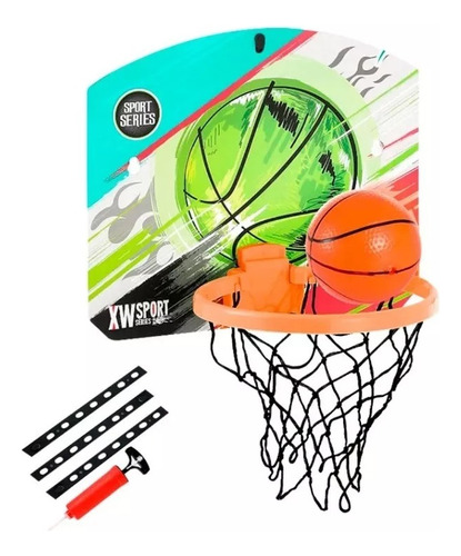 Imagen 4 de 7 de Aro Tablero De Básquetbol Con Pelota Inflador 52x37 Diginet