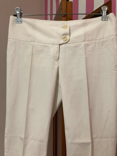 Pantalón Blanco De Gabardina Elastizada