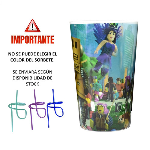 Vaso Plastico Infantil Niños Niñas Escolar Sorbete