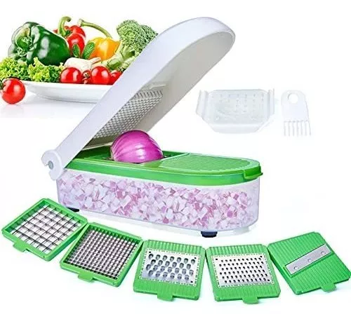 Picadora de Verduras, Cortador de Verduras Multifuncional 12 en 1, Cortador  de Verduras de Cocina con Recipiente para Alimentos y Cepillo de Limpieza  para Cebolla, Tomate, Fruta, Ensalada y Queso : .com.mx