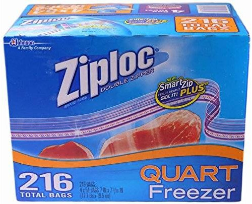 Ziploc Doble Cremallera Quart Freezer Bags 216 Count