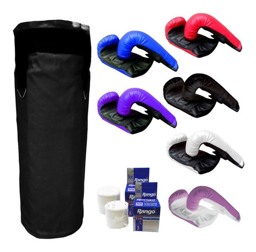 Bolsa 1,10 Mts + Guantines Box + Vendas Entrenamiento Fdn