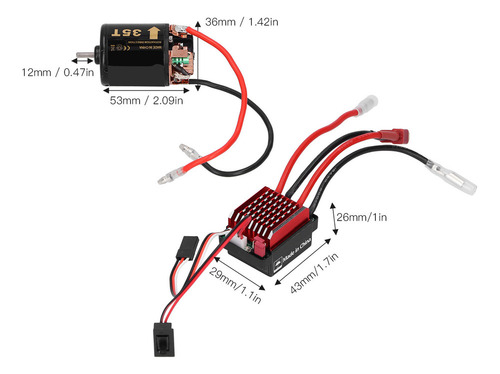 Motor Escovado 540 360a Esc Com Acessório T Plug Adequado Pa
