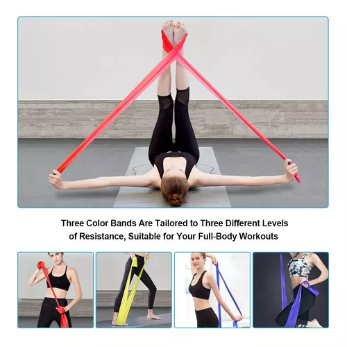 Resistance Bands Set, [Set of 3] 2.0M/6.5ft Skin-Friendly Exercise Bands  with 3 Resistance Levels,Workout Resistance Bands Set for Women Men,Ideal  for