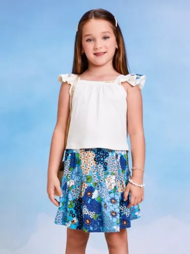 Conjunto Infantil de Menina, com Short e Blusa, Festa,8 Anos