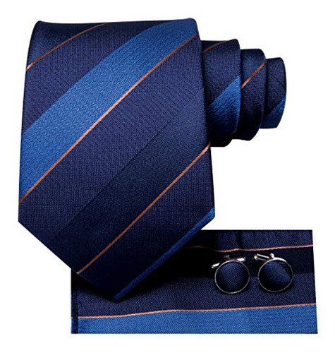 Corbatas Hi-tie - Corbata A Rayas Azul Marino Para Hombre Y
