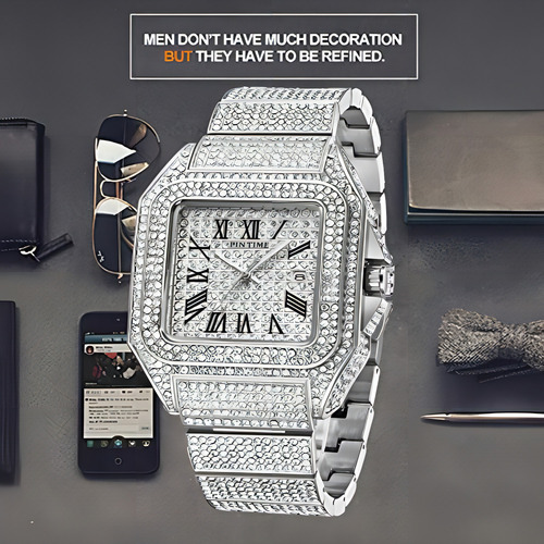 Gosasa Moda Hip Hop Reloj De Cristal Para Hombre Bling Bling