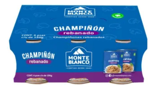 Champiñones Rebanados Monte Blanco 6 Pzas De 186g