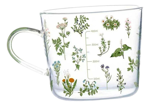 Taza De Cristal Impresa Clara Grande, Tazas De Leche, Jugo