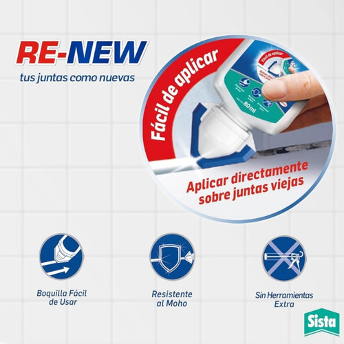 Silicon Renovador Juntas De Bañera Blanco Sista Renew 80ml