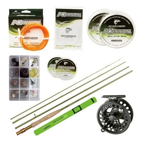 Equipo Fly Kunnan #5 Reel + Caña Quillen + Linea + 15 Moscas