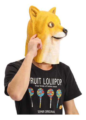 Máscara De Cabeza De Perro De Látex De Goma De Cosplay De An