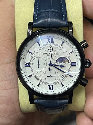 Reloj Pate.k Philipp.e Geneve 44mm Cronógrafo Cuarzo Hombre Azul Marino Negro Blanco (Usado)
