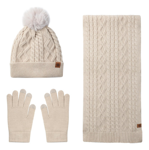 Gorro De Invierno Para Mujer Con Sombrero Conjunto 3pcs
