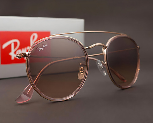 Óculos De Sol Ray Ban Cobre Redondo 0rb3647nl9069a551 Cor Marrom Lente Rosa/Marrom Desenho Liso