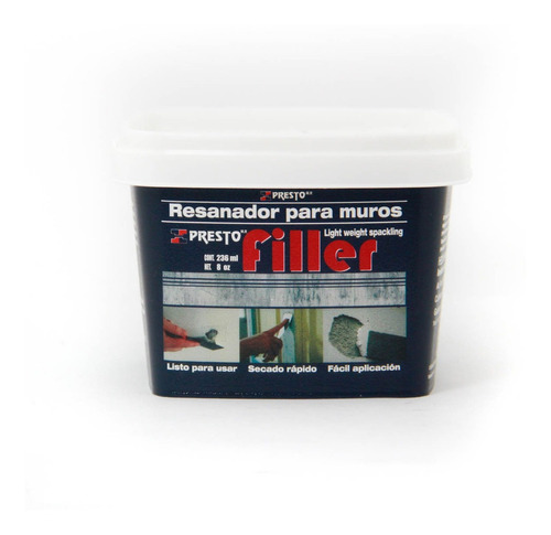 Resanador Para Muro Grieta Blanco Presto Filler Tarro 236ml