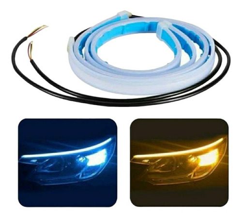 Imagen 1 de 2 de Cinta Tira Led Faro 60cm Ojo De Angel Blanco/ambar Par