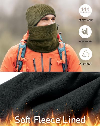 Gorro De Invierno Y Bufanda Forro Polar Para Hombre Color Talle Diseño De La Tela