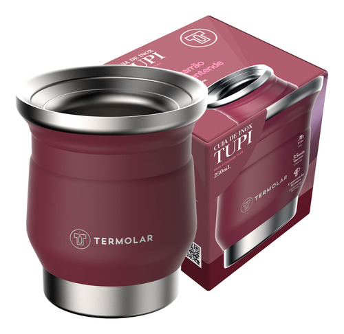 Cuia Térmica Tupi Inox Com Rosa 250ml Para Tereré Chimarrão