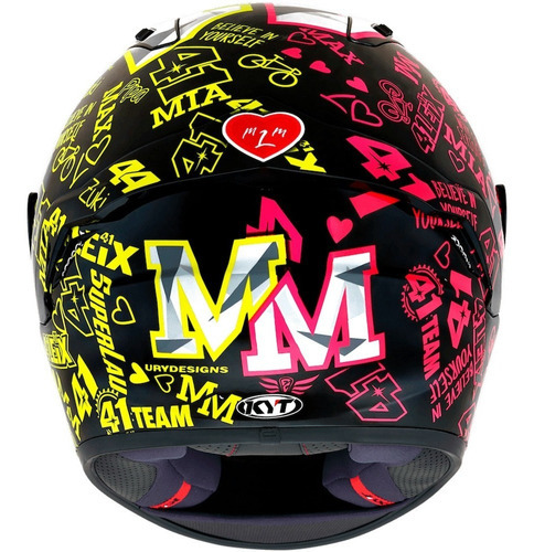 Casco Kyt Nx Race Espargaro 20, color negro/rosa/amarillo, talla 60/L