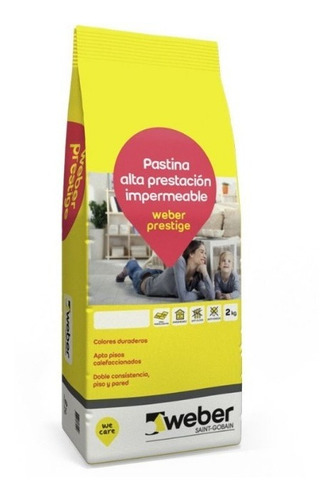 Imagen 1 de 9 de Pastina Weber Prestige 2kg Antihongo Impermeable Porcelanato