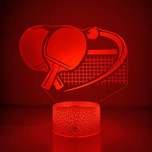 Ilusión Óptica 3d, Luz Nocturna De Paleta De Ping Pong Con C