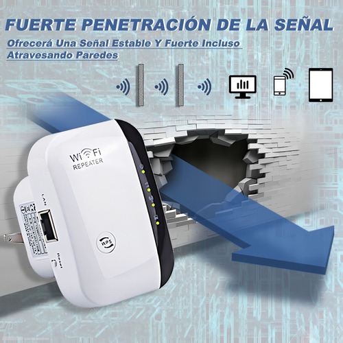Amplificador De Señal Wifi De 300mbps Wps 2.4g 110/230v Color Blanco