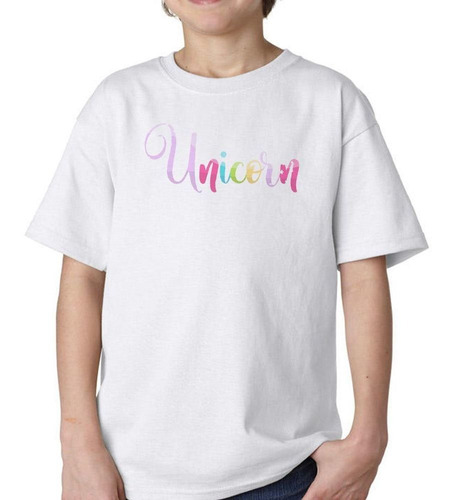 Remera De Niño Unicorn Letras Texto Colores