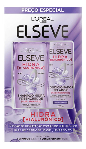 Kit Shampoo 375ml + Condicionador 170ml Hidra Hialurônico E