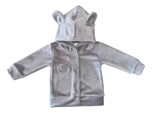 Conjunto Plush Camperita Y Pantalón Bebe Niños Invierno Gris 3 (6-9 Meses)